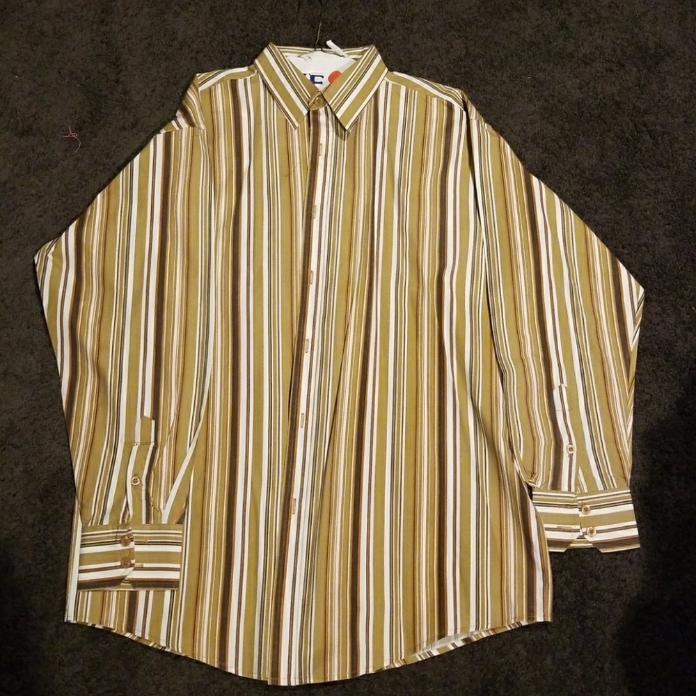 Men's Brown Striped Dress Shirt